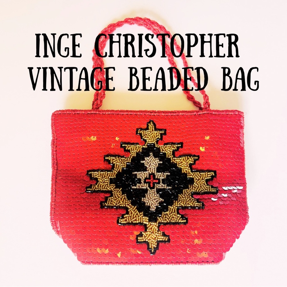 Inge Christopher Vintage 1990’s Red Sequin & Beaded Bag